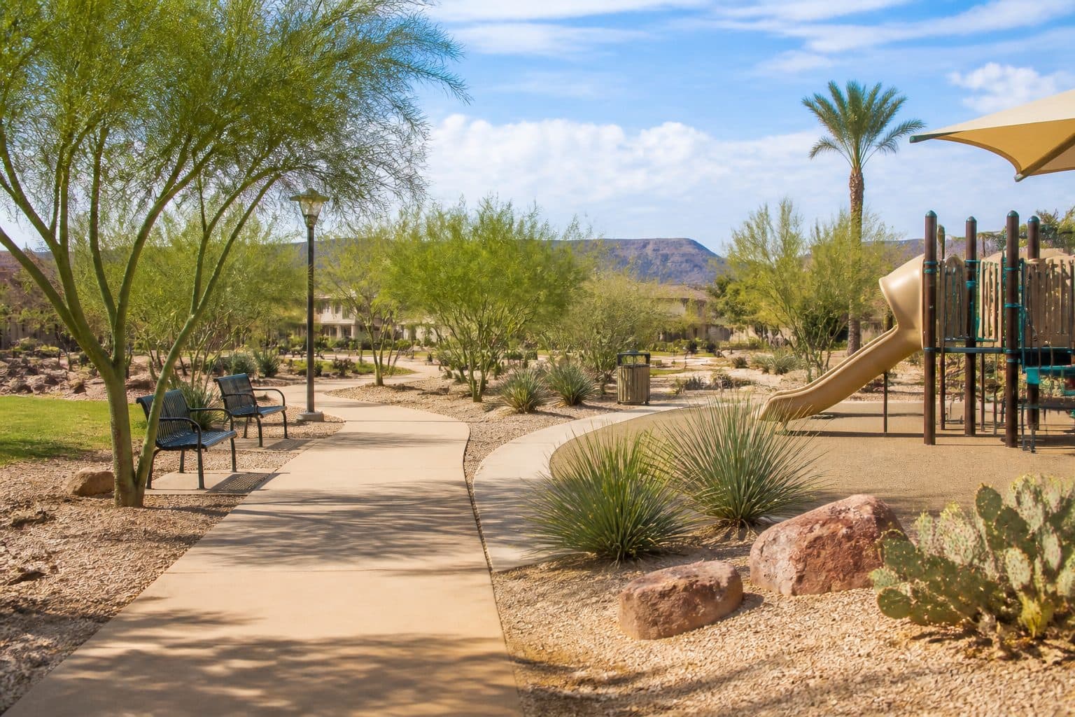 Pocket park with playground and walking path in southeast Las Vegas 89121