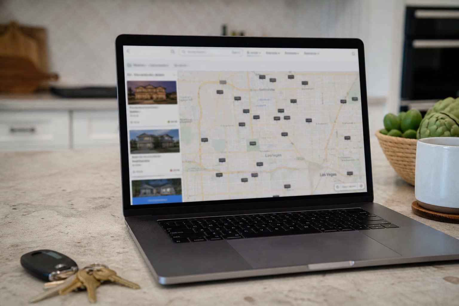Laptop with listing search results