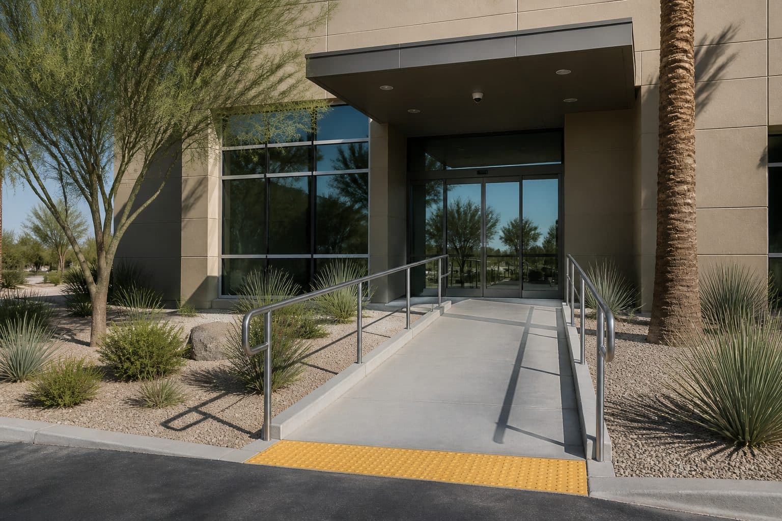Accessible office entrance with a ramp in Las Vegas